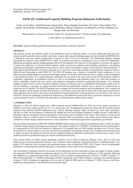 GEOCAP: Geothermal Capacity Building Program (Indonesia-Netherlands)