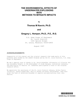 The Environmental Effects of Underwater Explosions with Methods to Mitigate Impacts