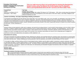 The Watsons Go to Birmingham, but It Is Aligned to Reading and Writing Ohio's Learning Standards Before the 2017 Revisions and Ohio's State Tests