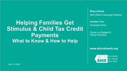 Helping Families Get Stimulus & Child Tax Credit Payments