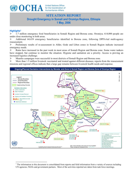 SITUATION REPORT Drought Emergency in Somali and Oromiya Regions, Ethiopia 1 May, 2006