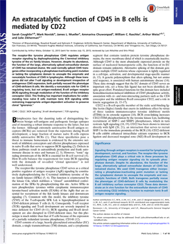 An Extracatalytic Function of CD45 in B Cells Is Mediated by CD22