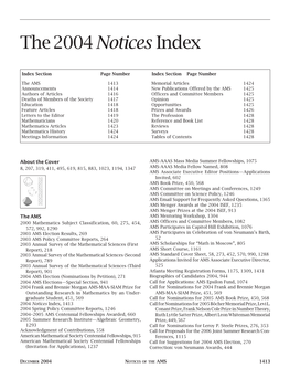 2004 Notices Index