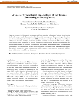 A Case of Symmetrical Lipomatosis of the Tongue Presenting As Macroglossia