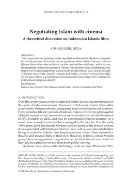 Negotiating Islam with Cinema a Theoretical Discussion on Indonesian Islamic Films