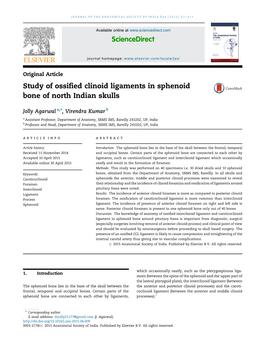 Study of Ossified Clinoid Ligaments in Sphenoid Bone of North Indian Skulls