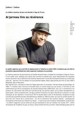 Al Jarreau Tire Sa Révérence