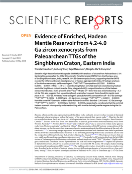 Evidence of Enriched, Hadean Mantle Reservoir from 4.2-4.0 Ga Zircon