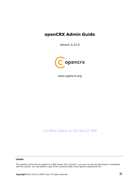 Opencrx Admin Guide