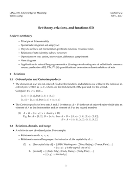 Set Theory, Relations, and Functions (II)