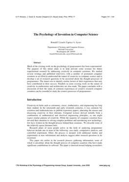 The Psychology of Invention in Computer Science