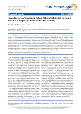 Parasites of Cartilaginous Fishes (Chondrichthyes) in South Africa – a Neglected Field of Marine Science