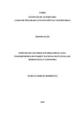 Ufrrj Instituto De Veterinária Curso De Pós-Graduação