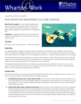 Five Steps for Managing Culture Change