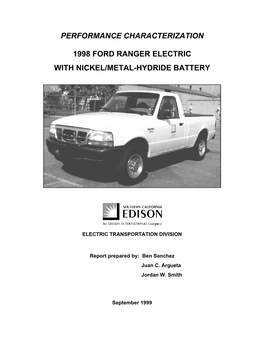 Performance Characterization 1998 Ford Ranger Electric with Nickel