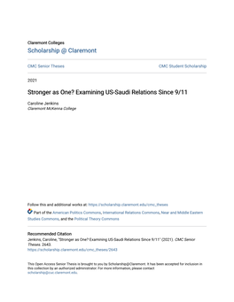 Stronger As One? Examining US-Saudi Relations Since 9/11