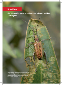 Rote Liste Der Blattkäfer (Insecta: Coleoptera: Chrysomelidae) Thüringens