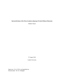 Internal Divisions of the Flores-Lembata Subgroup of Central Malayo