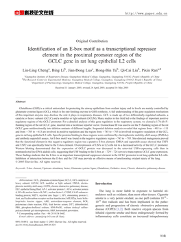 Identification of an E-Box Motif As a Transcriptional Repressor Element in the Proximal Promoter Region of the GCLC Gene in Rat Lung Epithelial L2 Cells