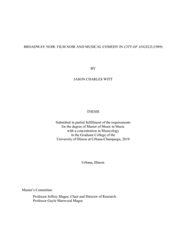 Broadway Noir: Film Noir and Musical Comedy in City of Angels (1989)