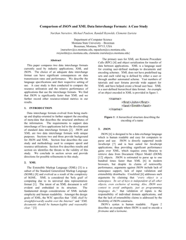 Comparison of JSON and XML Data Interchange Formats: a Case Study