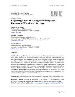 Exploring Slider Vs. Categorical Response Formats in Web-Based Surveys