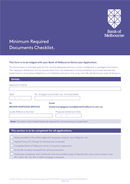 Minimum Required Documents Checklist