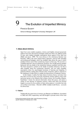 9 the Evolution of Imperfect Mimicry