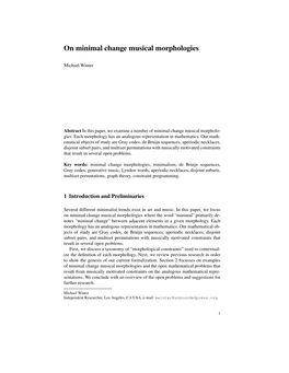 On Minimal Change Musical Morphologies