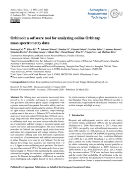 A Software Tool for Analyzing Online Orbitrap Mass Spectrometry Data