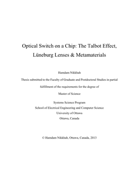 The Talbot Effect, Lüneburg Lenses & Metamaterials