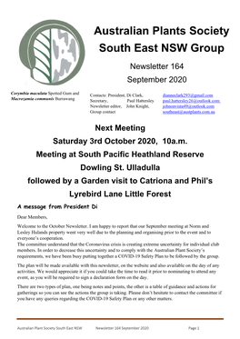 Australian Plants Society South East NSW Group