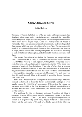 Clare, Clere, and Clères