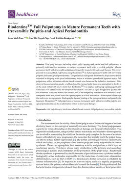 Biodentinetm Full Pulpotomy in Mature Permanent Teeth with Irreversible Pulpitis and Apical Periodontitis