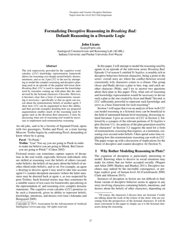 Formalizing Deceptive Reasoning in Breaking Bad: Default Reasoning in a Doxastic Logic