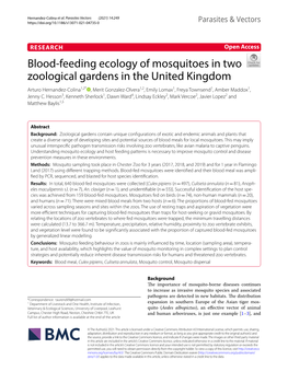 Blood-Feeding Ecology of Mosquitoes in Two Zoological Gardens in The