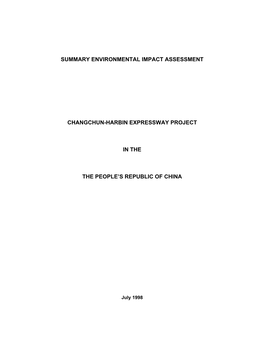 Summary Environmental Impact Assessment