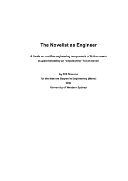 The Novelist As Engineer