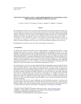 Coastal Dynamics 2017 Paper No.047 168 WAVE SETUP