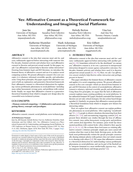 Yes: Affirmative Consent As a Theoretical Framework for Understanding and Imagining Social Platforms