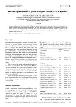 Inverse Life Positions of Three Species in the Genus Cadella (Bivalvia: Tellinidae)