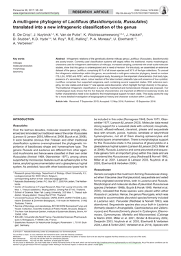 A Multi-Gene Phylogeny of <I> Lactifluus</I> (<I>Basidiomycota</I