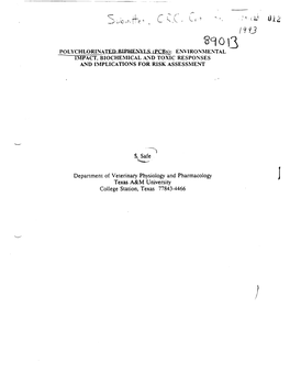 Pcb's Environmental Impact, Biochemical & Toxic