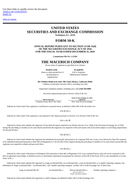 United States Securities and Exchange Commission Form 10-K the Macerich Company