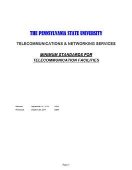 PSU Minimum Standards for Telecommunications Infrastructure