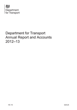 Department for Transport | Annual Report and Accounts 2012–13