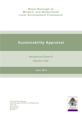 Sustainability Appraisal : Background Paper B