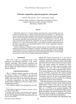 Witherite Composition, Physical Properties, and Genesis