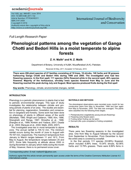 Phenological Patterns Among the Vegetation of Ganga Chotti and Bedori Hills in a Moist Temperate to Alpine Forests