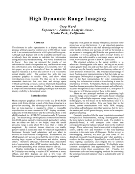 High Dynamic Range Imaging